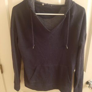 Casual Terrycloth Hooded Sweatshirt, Pullover, Indigo/Navy Blue, Women's Small